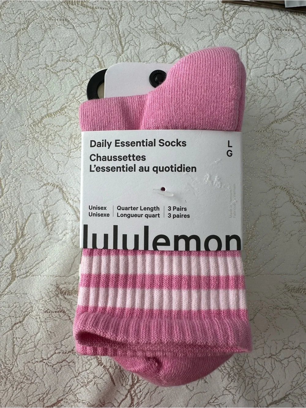 lululemon athletica Pink Striped Quarter-Length Socks (3 Pack)